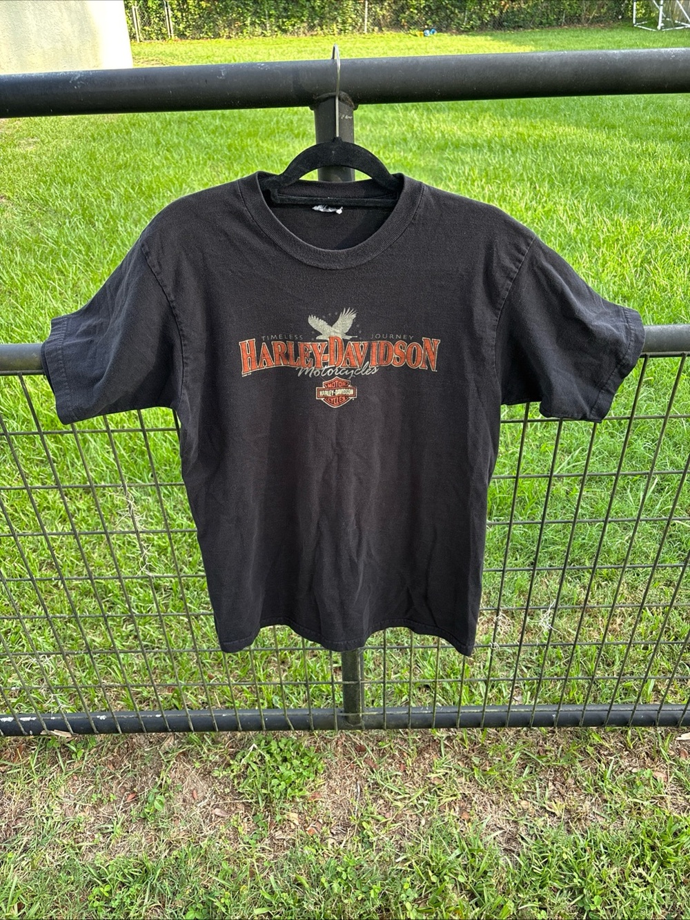 Harley-Davidson Black Tee with Orange Logo and Eagle